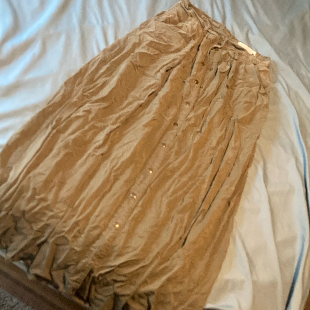 Pistola Tan Ruched Bubble Midi Skirt
